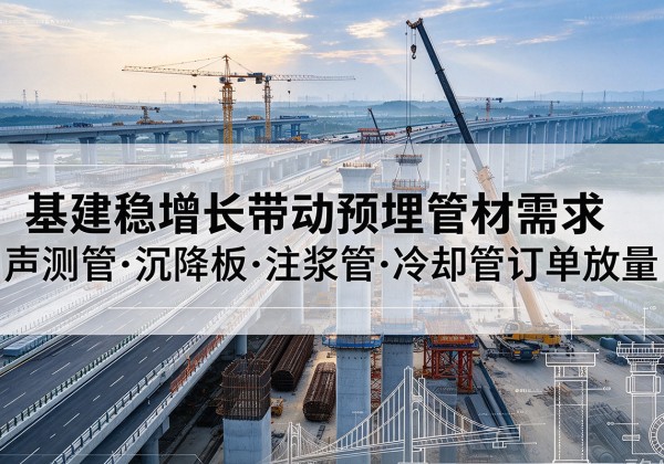 武山基建稳增长带动预埋监测管材需求，声测管、沉降板、注浆管订单持续放量